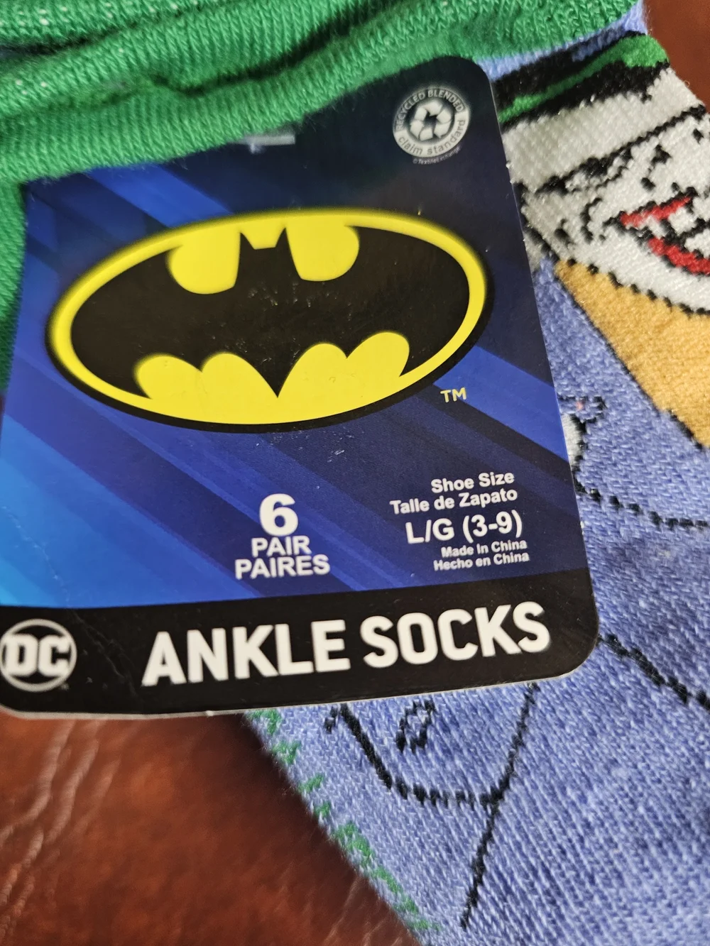 DC Comics Batman Boys Ankle Socks 6 Pack Size LG  3-9